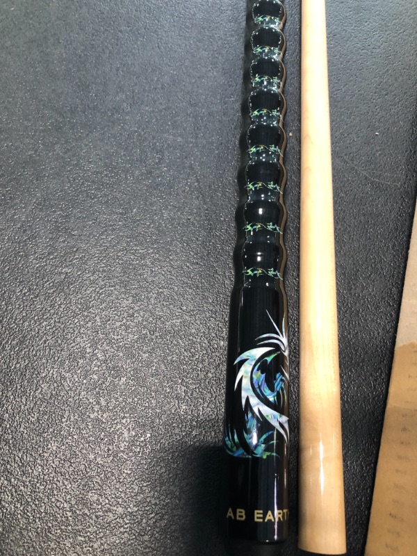 Photo 4 of AB Earth 2-Piece 58" Pool Cue/Pool Stick Ergonomic Design Hardwood Canadian Maple 13mm Tip 18-21oz Billiard Cue B1S Black Dragon 20oz