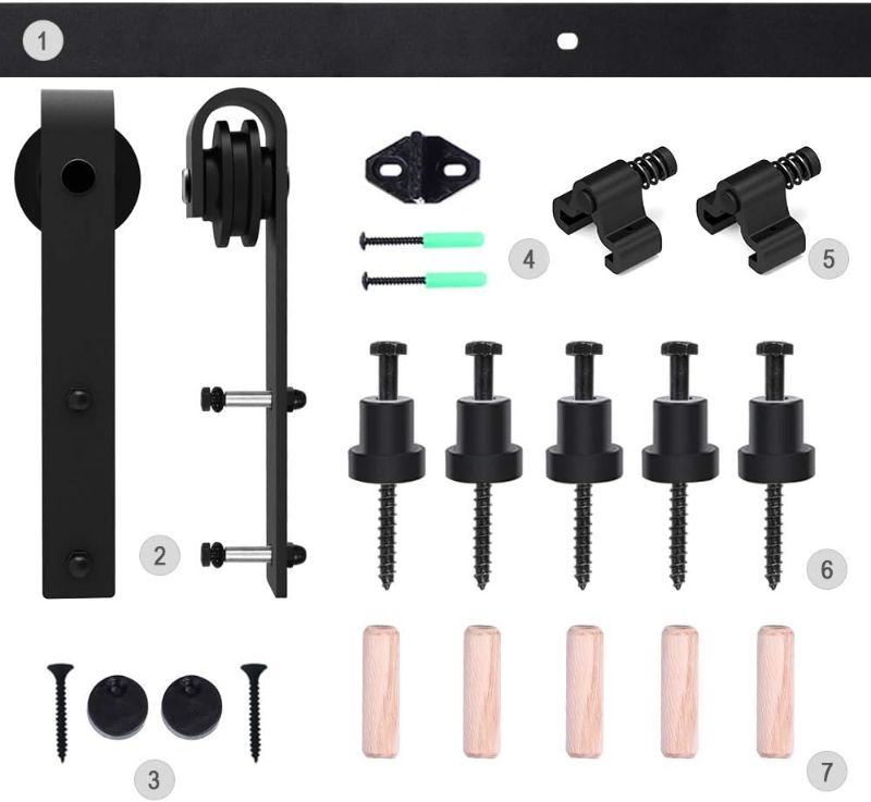 Photo 2 of CCJH 4FT Sliding Barn Door Hardware Kit Heavy Duty for Single Wooden Door Max Fit 24'' Wide Door Panel
