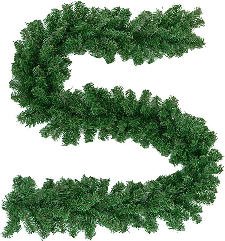 Photo 1 of 8.9FT Garland for Christmas Decorations, Non-Lit Soft Green Holiday Decorations for Outdoor or Indoor Use, Premium Quality Christmas Garland Home Garden, Wedding Party Decorations - 1Pack