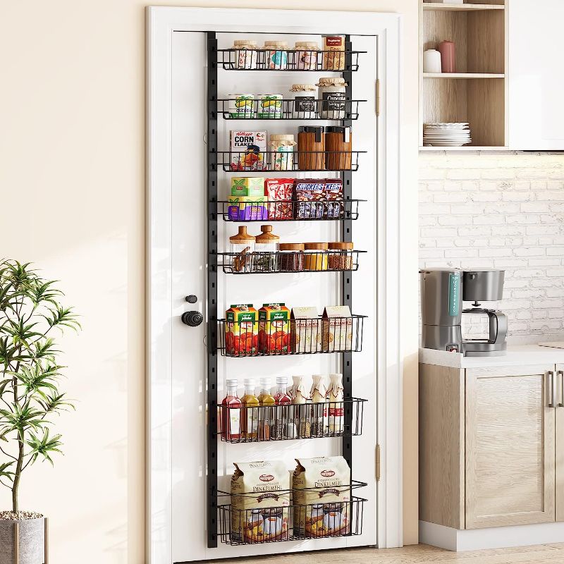 Photo 1 of 1Easylife Over the Door Pantry Organizer, 8-Tier Pantry Door Organizer with Adjustable Baskets, Black Pantry Door Organization and Storage with Metal Frame, Space Saving Spice Rack for Kitchen Pantry
