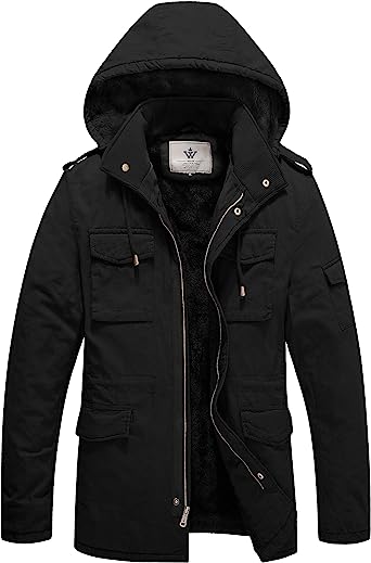 Photo 1 of WenVen Men's Winter Military Thicken Parka Jacket Warm Coat with Removable Hood
