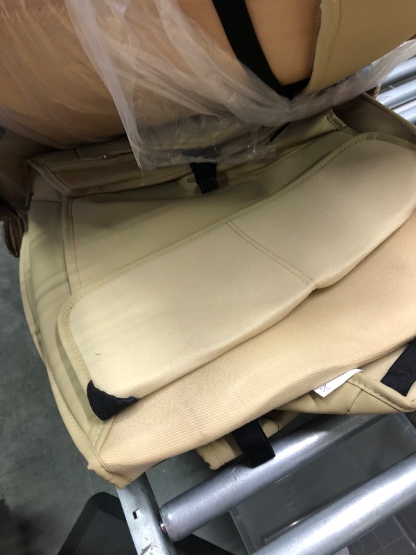 Photo 5 of AOOG Leather Car Seat Covers, Leatherette Automotive Vehicle Cover for Cars SUV Pick-up Truck, Universal Non-Slip Vehicle Cover Waterproof Interior Accessories, Full Set. FULL SET BEIGE