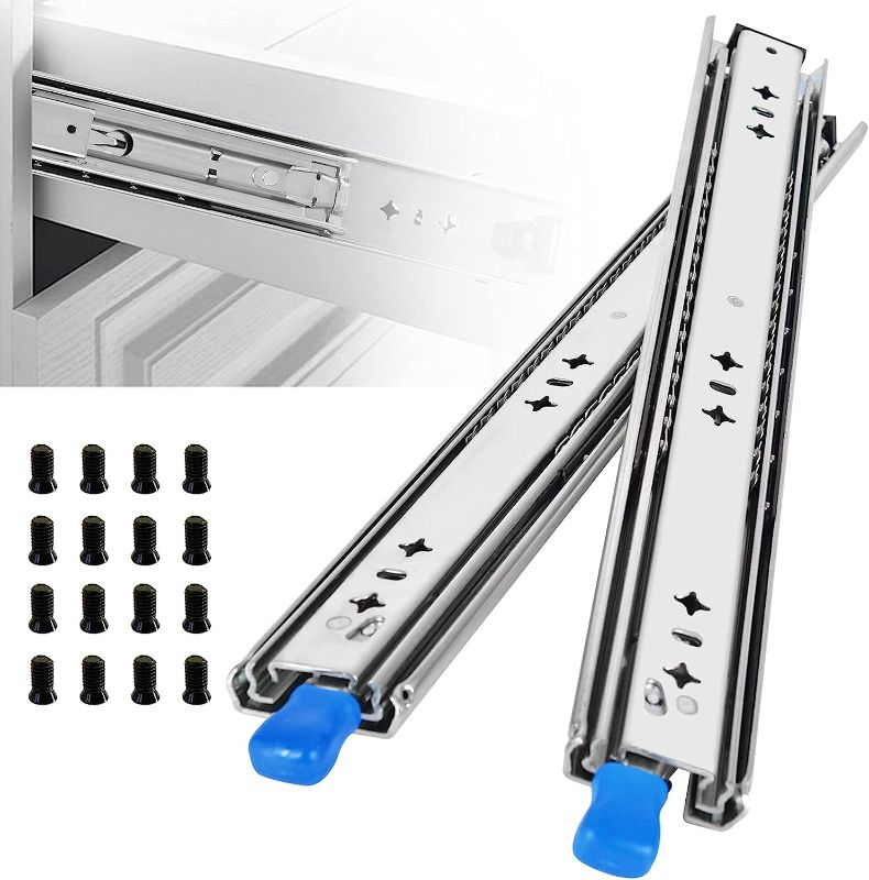 Photo 1 of 40 inch Heavy Duty Drawer Slides with Lock Thicken 3-Fold Full Extension Ball Bearing Heavy Drawer Slides 250 lb Load Bearing Capacity, 1-Pair
