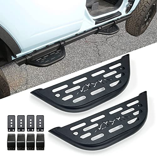 Photo 1 of Side Steps for Bronco 2021 2022 2023 - Heavy Carbon Steel & Black Coating & Height Adjustment Detachable Hoop Step for Ford Bronco 2/4 Doors, The Package Not Included Rock Sliders (2 PCS) Side Steps w/o rock rails