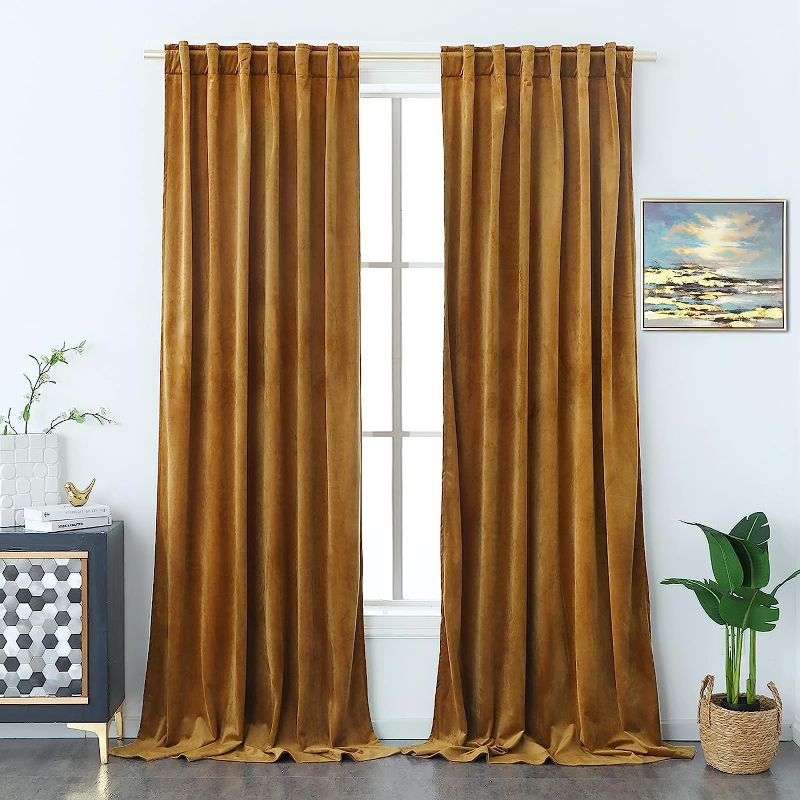 Photo 1 of 
Nursery Sunlight Blush Velvet Curtains - Elegant Interior Decoration Large Window Blackout Velvet Drapes for Living Room, 5 Blush Beige, 2 Pcs