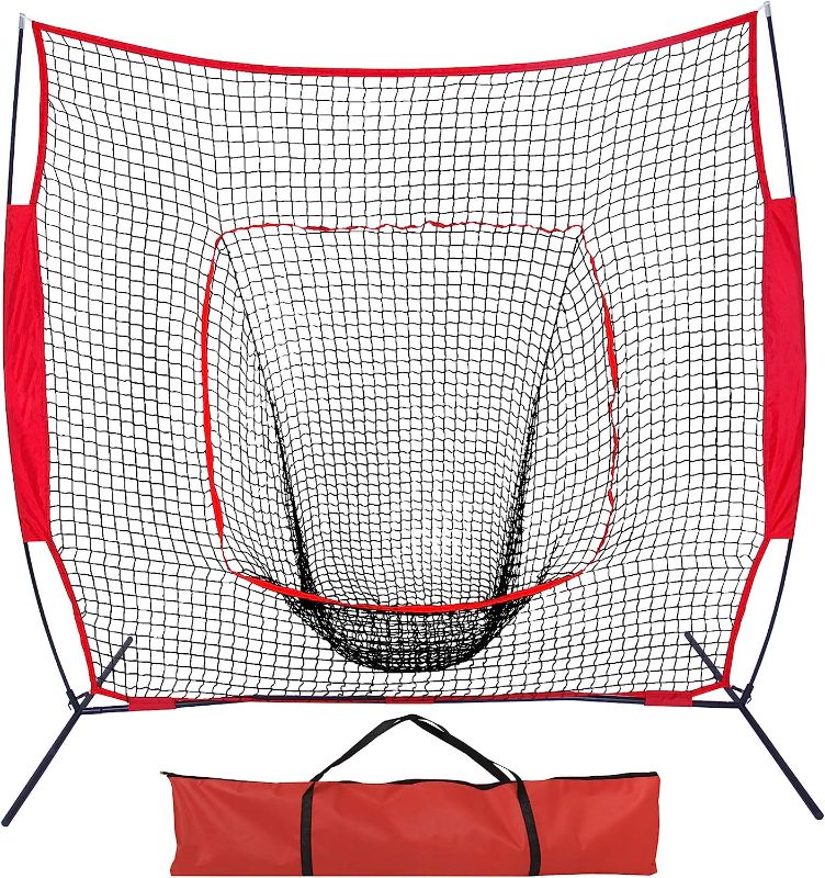 Photo 1 of 
F2C 7'x7' Baseball Softball Practice Net Portable Hitting Pitching Net with Bow Frame and Carry Bag, Baseball Equipment Great for All Skill Levels...