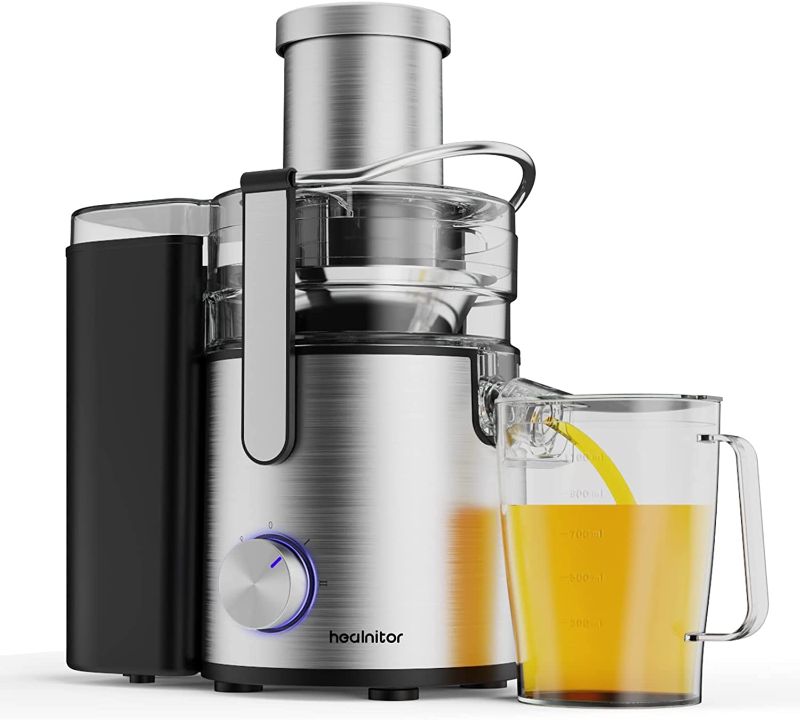 Photo 1 of 1000W 3-SPEED LED Centrifugal Juicer Machines Vegetable and Fruit, Healnitor Juice Extractor with Stainless Steel 3.5" Big Mouth, Easy Clean, BPA-Free, High Juice Yield, Silver