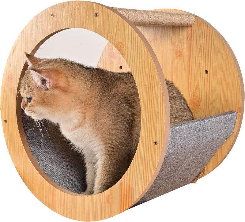 Photo 1 of Cat Bed Wall Mounted, Wooden Cat Furniture, Cat's House, Cats Perch, Cat Tree, Cat Shelves Round