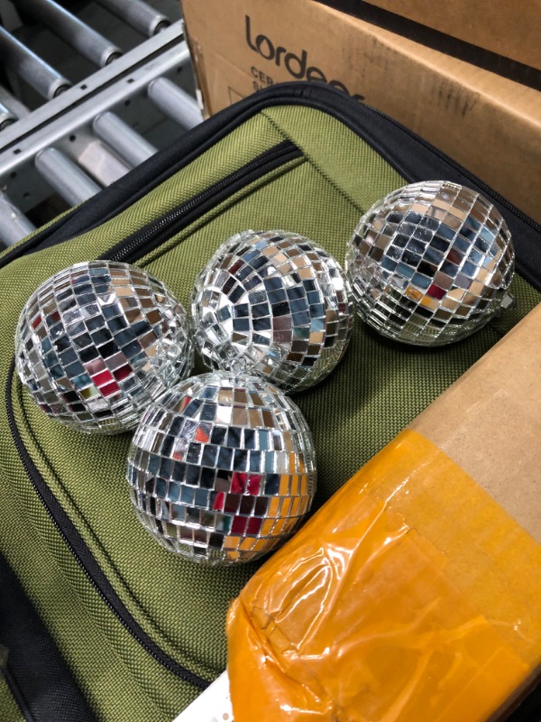 Photo 1 of 4 pack Large Disco Ball Silver Hanging Disco Balls Reflective Mirror Ball Ornament for Party Holiday Wedding Dance and Music Festivals Decor Club Stage Props DJ Decoration (12 Inch, 3 Inch)