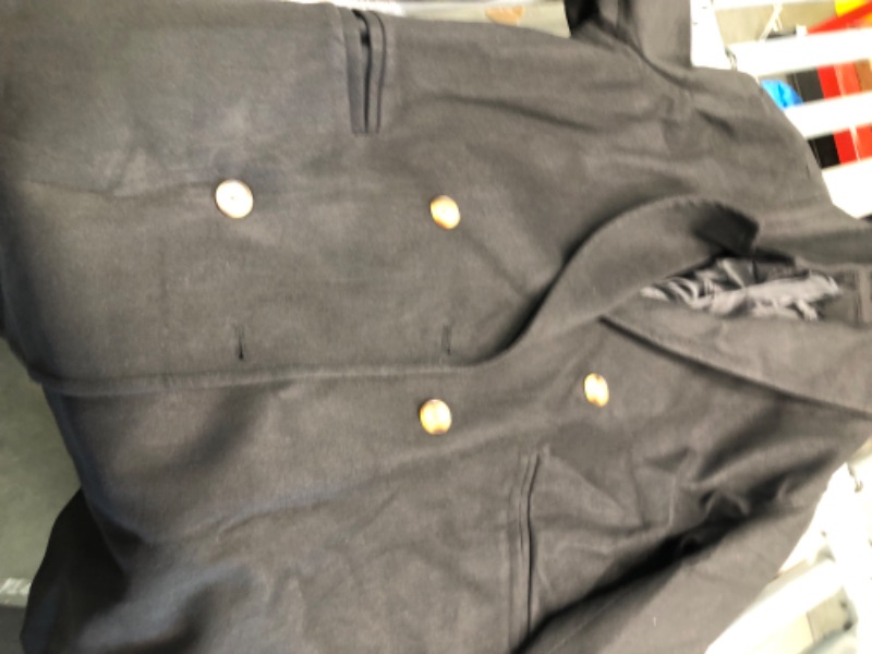 Photo 1 of Women’s Mid Long Trench Coat Jacket Double Breasted Overcoat Black Large