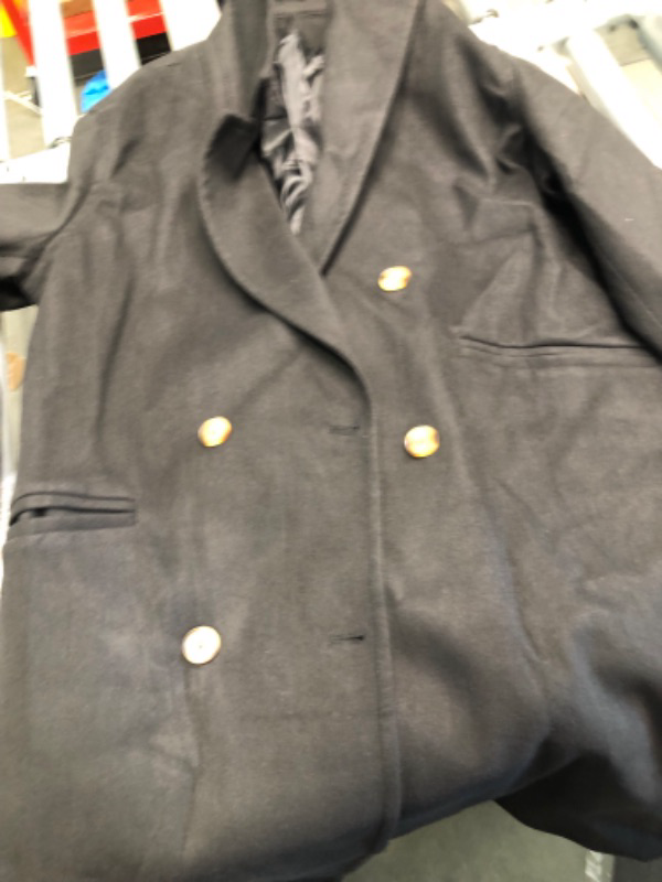 Photo 1 of Women’s Mid Long Trench Coat Jacket Double Breasted Overcoat Black Large
