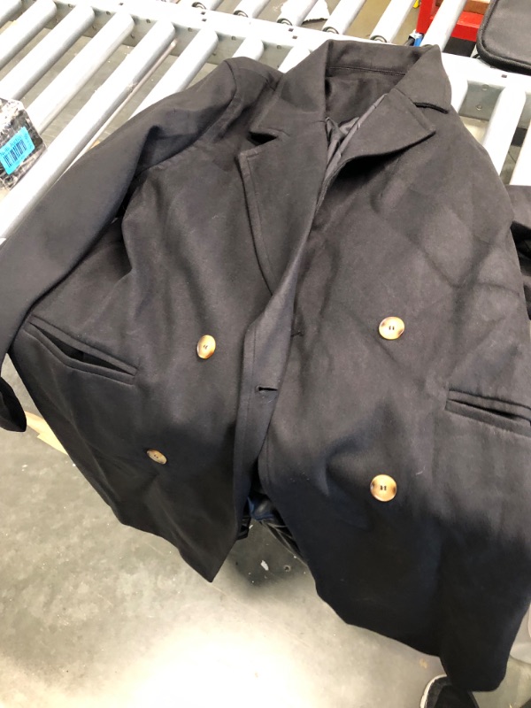 Photo 1 of Women’s Mid Long Trench Coat Jacket Double Breasted Overcoat Black Large