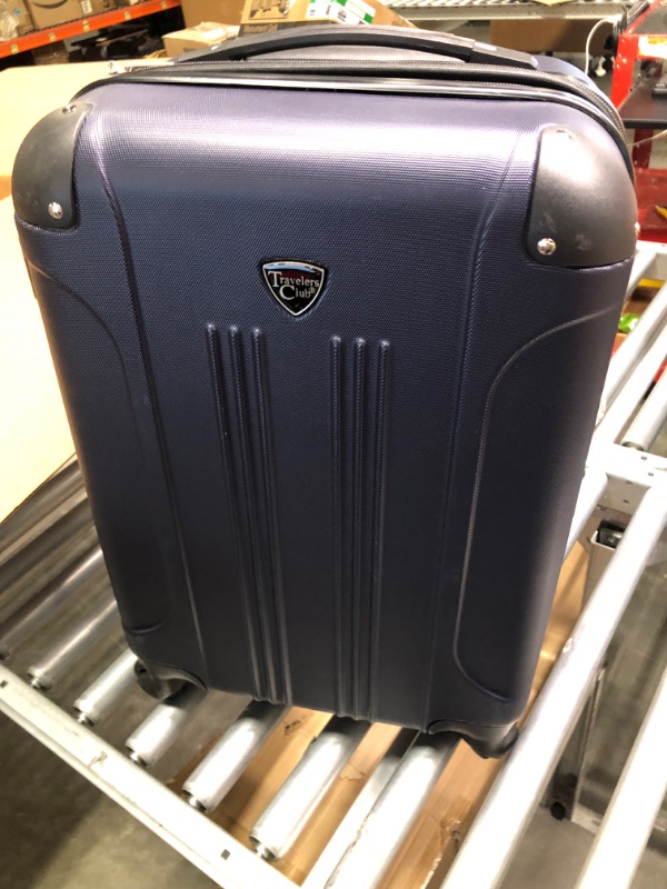 Photo 5 of Travelers Club Chicago Hardside Expandable Spinner Luggages, Navy Blue, Carry-On
