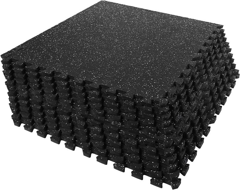 Photo 1 of  0.56“ Thick Exercise Equipment Mats, 40 Sq Ft EVA Foam Mats with Rubber Top, Interlocking Rubber Floor Tiles for Home Gym and Fitness Room, Protective Flooring Mat 10 pack
