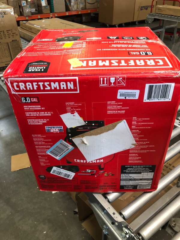 Photo 2 of CRAFTSMAN Air Compressor, 6 Gallon, Pancake, Oil-Free with 13 Piece Accessory Kit (CMEC6150K)