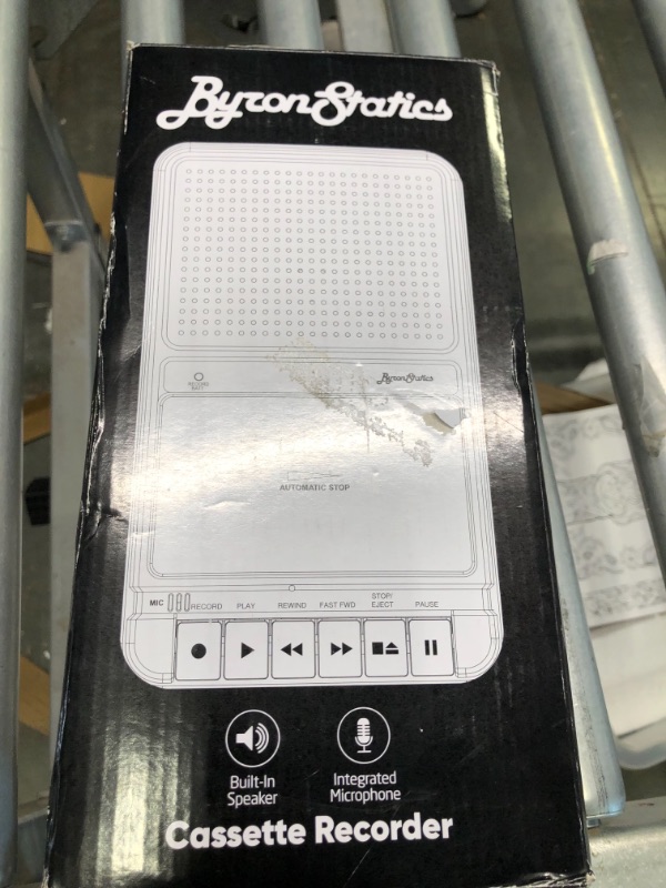 Photo 1 of ByronStatics Portable Cassette Player Recorder with Stand - Alone Microphone, Built-in Speaker, Retractable Handle, Auto Voice Level Control, Headphone Jack, Aux in, for Meeting Tape Recorder Deep Black Cassette Player Recorder