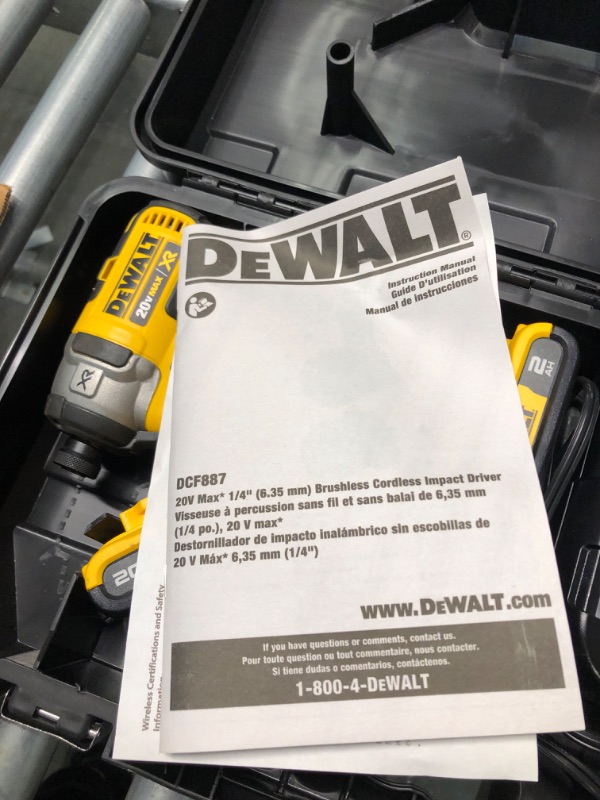 Photo 5 of DEWALT 20V MAX XR Cordless Impact Driver Kit, Brushless, 1/4" Hex Chuck, 3-Speed, 2 Batteries and Charger (DCF887D2)
