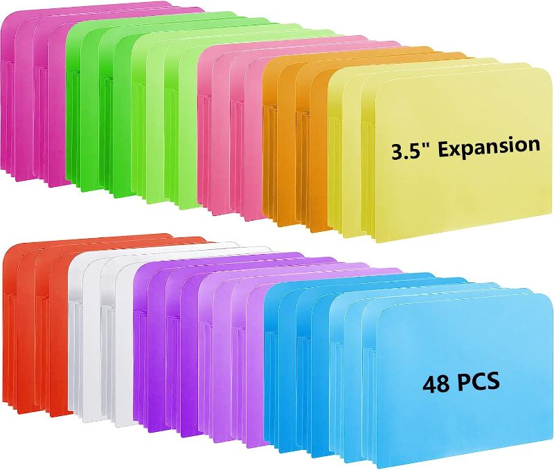 Photo 1 of 48 Pieces Expanding File Pockets Letter Size 3.5 Inch Expansion File Pocket Large Colored Folder Organizer for Office School Paper Documents Paperwork Filing, 12 Colors