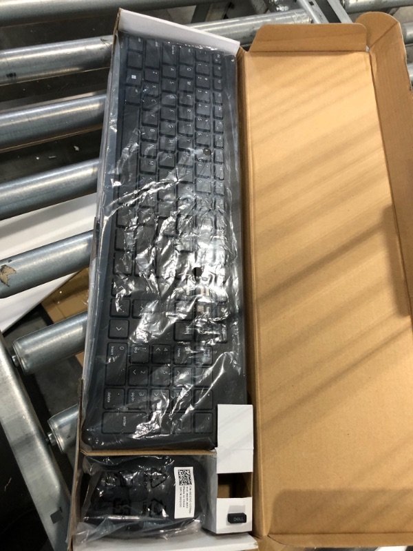 Photo 1 of Dell Wireless Keyboard and Mouse - KM3322W, Wireless - 2.4GHz, Optical LED Sensor, Mechanical Scroll, Anti-Fade Plunger Keys, 6 Multimedia Keys, Tilt Leg - Black