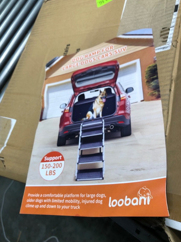 Photo 2 of Dog Car Ramp for Large Dogs, LOOBANI Lightweight Dog Stairs Support up to 150lbs, Folding Agility Dog Ramp with Increased Nonslip Surface, Pet Ramp Help Your Senior Dog Easy Get In & Out of SUV, Truck 5 Steps