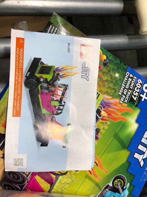 Photo 2 of LEGO City Stuntz Stunt Truck & Ring of Fire Challenge 60357 with Flywheel-Powered Motorcycle Toy and Minifigures, Fun Gift for Kids Ages 6 Plus, 2023 Set Frustration-Free Packaging