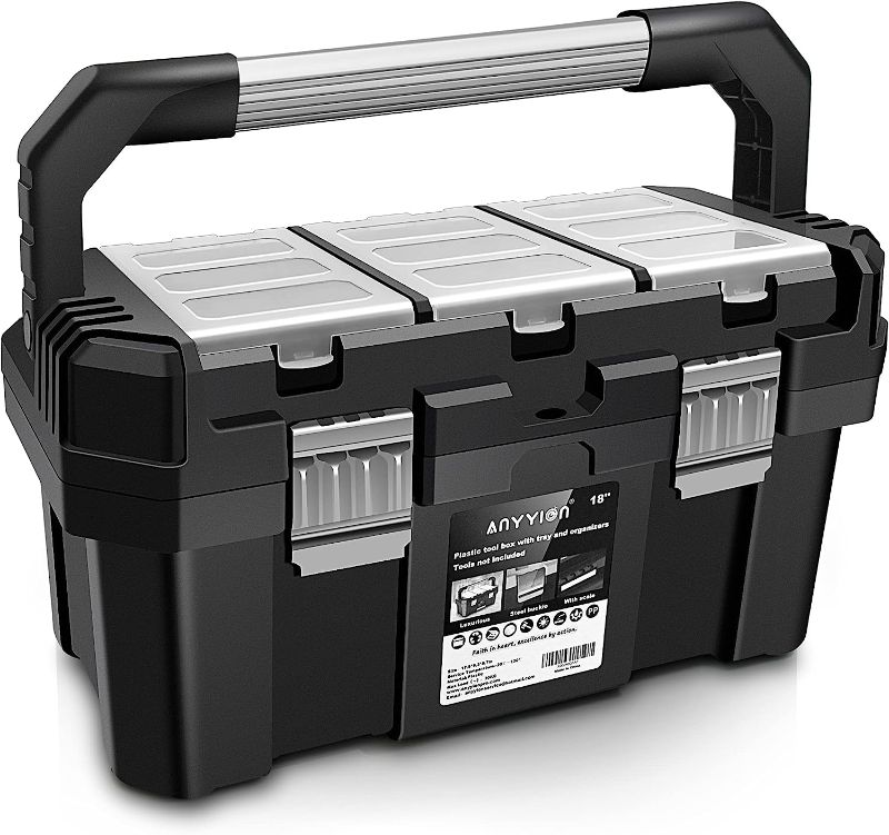 Photo 1 of  18-Inch Tool box with Removable Tray with Stainless Steel Dual Lock Secured,Small Parts Box, Metal Handle is Truly Rugged?18In?