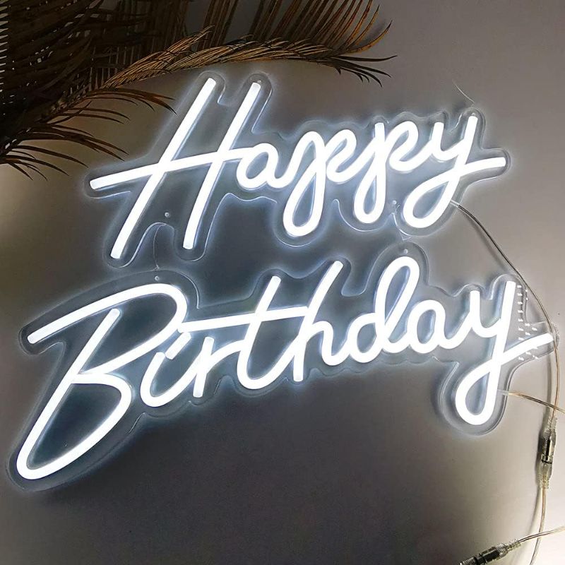 Photo 1 of appy Birthday Neon Sign for Wall Decor, Battery or USB Powered Happy Birthday Led Sign, Reusable Happy Birthday Light Up Sign for All Birthday Party