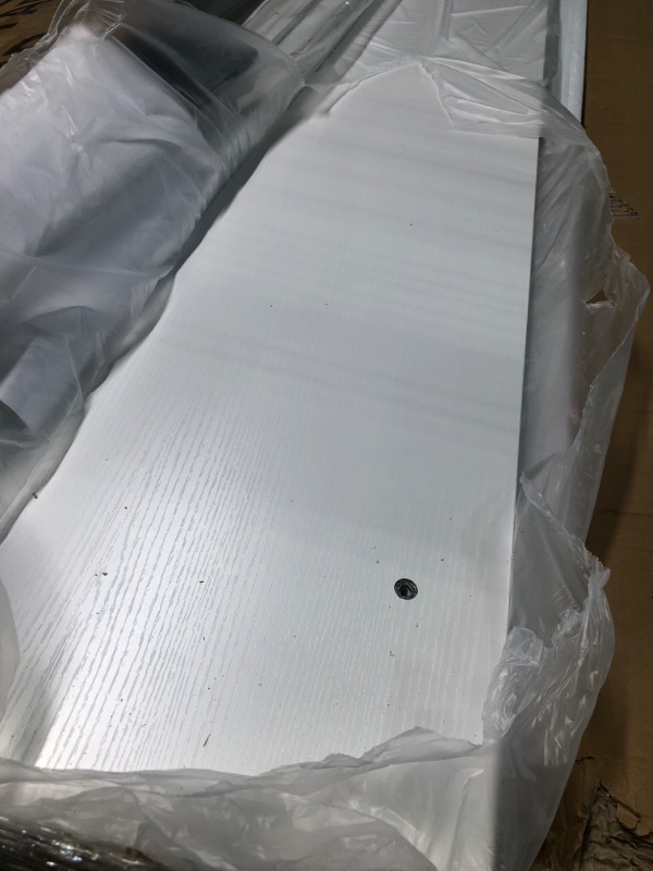 Photo 1 of ODK Computer Desk with Adjustable Monitor Shelves, 63 inch Home Office Desk with Monitor Stand, Writing Desk, Study Workstation with 3 Heights (10cm, 13cm, 16cm), White + White Leg 63 inch White + White Leg