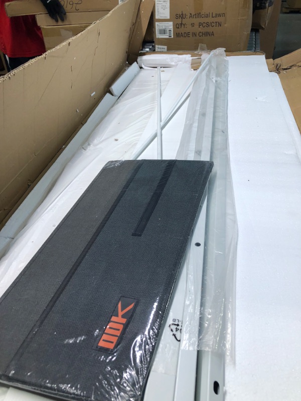 Photo 1 of ODK Computer Desk with Adjustable Monitor Shelves, 63 inch Home Office Desk with Monitor Stand, Writing Desk, Study Workstation with 3 Heights (10cm, 13cm, 16cm), White + White Leg 63 inch White + White Leg