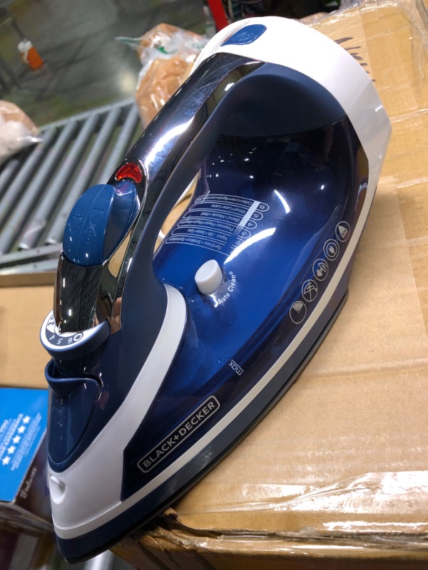 Photo 4 of BLACK+DECKER Xpress Steam Cord Reel Iron with Nonstick Soleplate, Blue, ICR16X