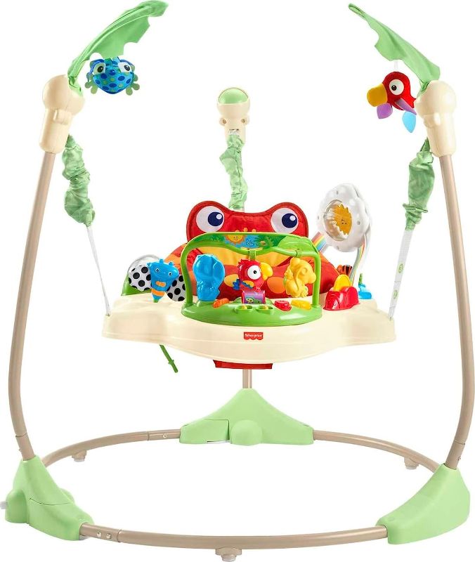 Photo 1 of Fisher-Price Baby Bouncer Rainforest Jumperoo Activity Center with Music Lights Sounds and Developmental Toys
