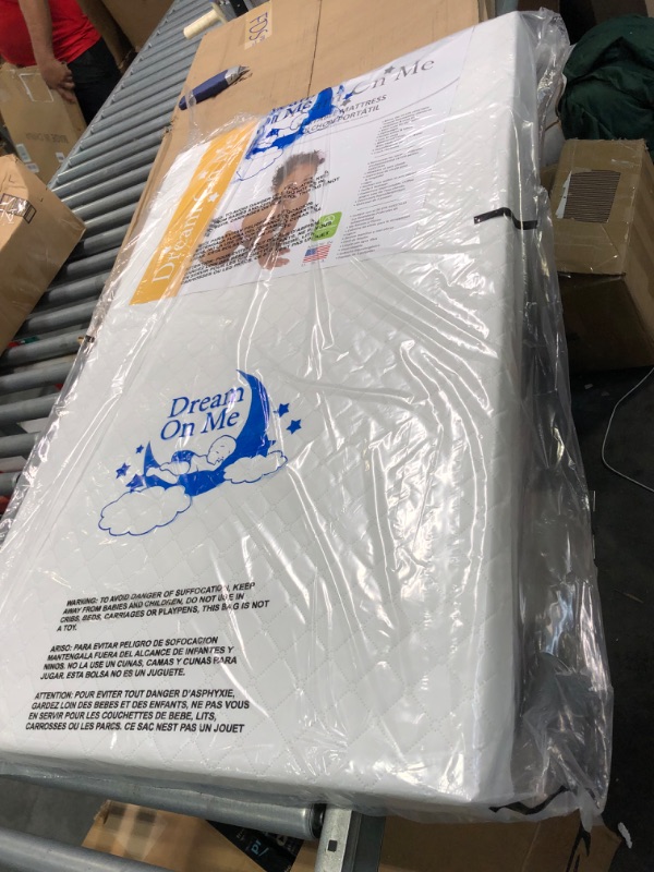 Photo 1 of Dream On Me Holly 3” Fiber Portable, Greenguard Gold Certified, Waterproof Vinyl Cover, Lightweight Mini Crib Mattress, White