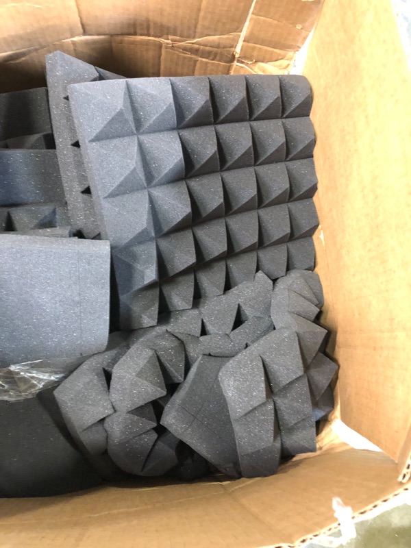 Photo 3 of Acoustic Panels - 20 Pack Set 12x12x2 Inches Black Pyramid Acoustic Foam, Fire-Proofed Soundproof Wall Panels, 25kg/cbm Sound Proof Foam Panels ? Sound Panels for Recording Studio and Music Room