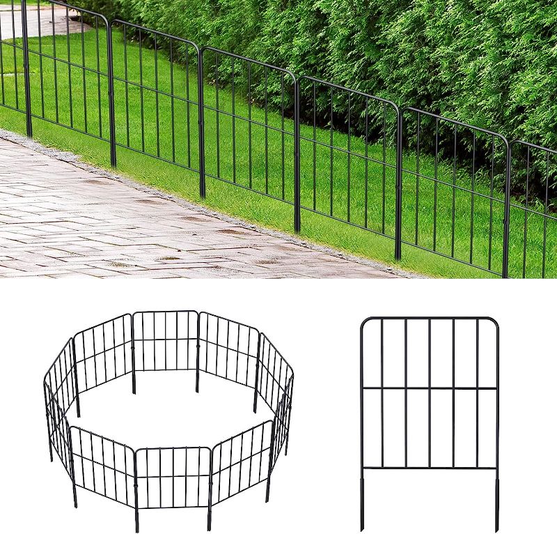 Photo 3 of  Garden Fence 10 Pack, Total 10ft (L) x 24in (H) Rustproof Metal Wire Fencing Border Animal Barrier, Flower Edging for Landscape Patio Yard Outdoor Decor, Square