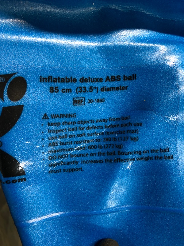 Photo 2 of Cando Deluxe ABS Inflatable Exercise Ball, Blue, 33.5"