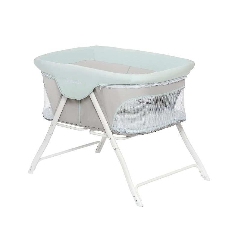 Photo 1 of Dream On Me Traveler Portable Bassinet in Starlight Blue, Lightweight and Breathable Mesh Design, Easy to Clean and Fold Baby Bassinet - Carry Bag Included