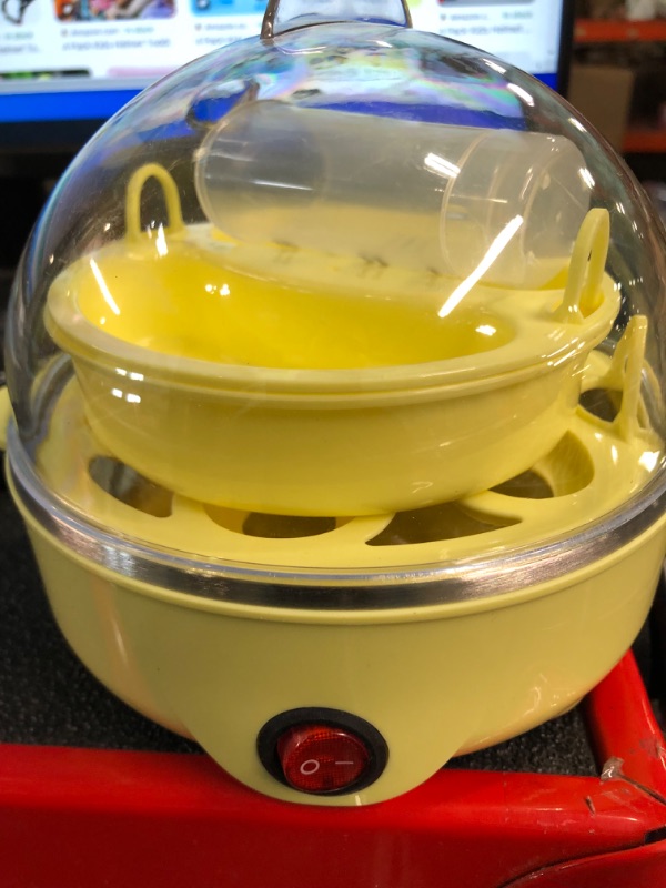 Photo 4 of BELLA Rapid Electric Egg Cooker and Poacher with Auto Shut Off for Omelet, Soft, Medium and Hard Boiled Eggs - 7 Egg Capacity Tray, Single Stack, Yellow Yellow Egg Cooker