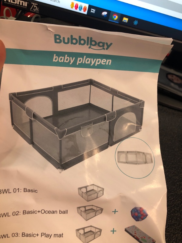 Photo 7 of Bubblbay Playpen Light Grey Sturdy Active Center Area with Anti-Slip Suckers & Soft Breathable Mesh,Safety Baby Fence