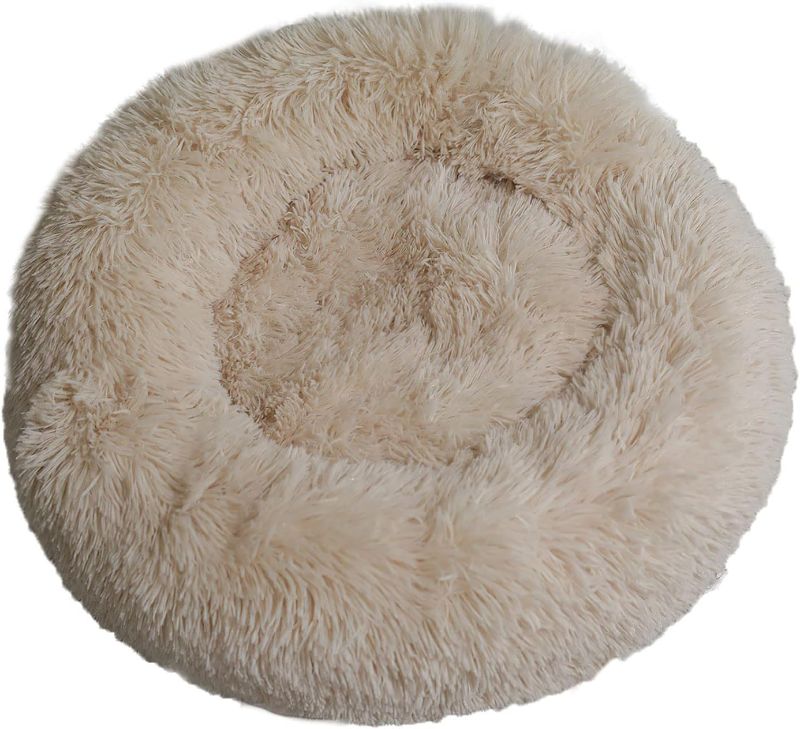 Photo 1 of Aixingxing Plush Donut Pets Dogs Cats Bed-Calming Anxiety Pets Bed for Dogs Cats Pets Soft Round Cushion Beds with Non-Slip Bottom and Washable (L 60CM,Champagne)

