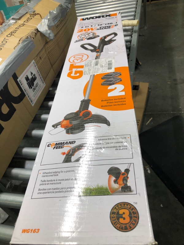 Photo 7 of Worx WG163 GT 3.0 20V PowerShare 12" Cordless String Trimmer & Edger (Battery & Charger Included)
appears new open box

