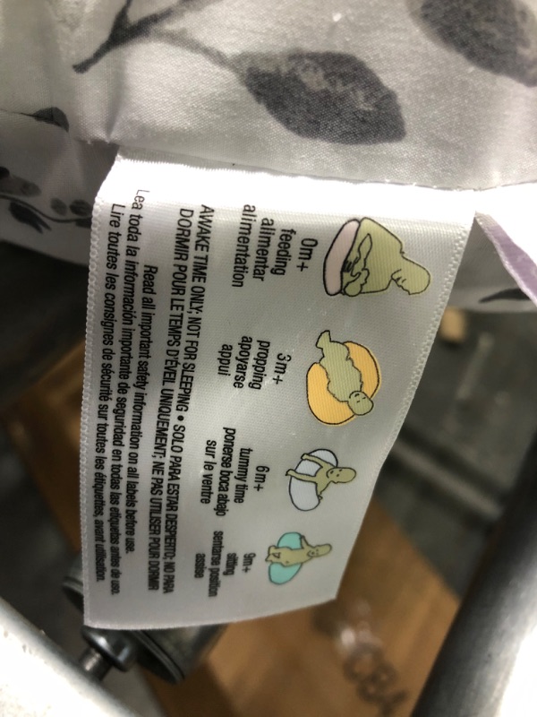 Photo 1 of Boppy Original Nursing Support, FKA Boppy Nursing Pillow, Gray Taupe Leaves, Ergonomic Breastfeeding, Bottle Feeding, and Bonding, Firm Hypoallergenic Fiber Fill, Removable Cover, Machine Washable