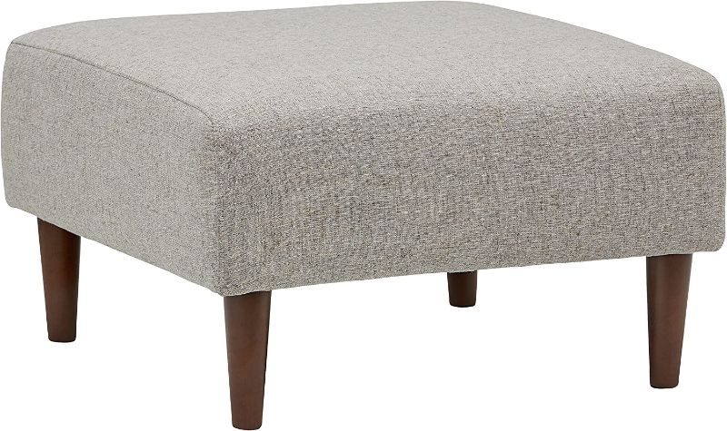 Photo 1 of Amazon Brand – Rivet Ava Mid-Century Modern Upholstered Ottoman, 25.6"W x 15.7"H, Light Grey