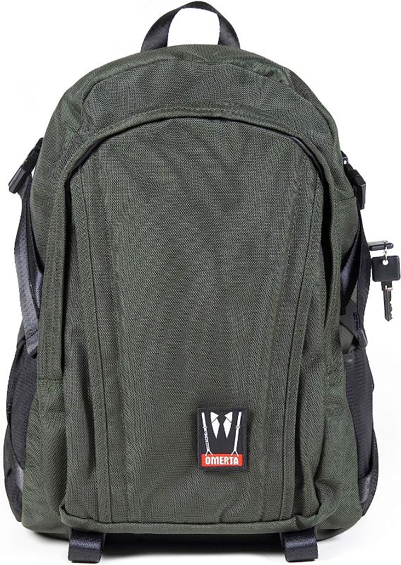 Photo 1 of DIME BAGS Omerta Transporter Backpack | Carbon Filter Lined Bag with Heavy-Duty Lock (Green)