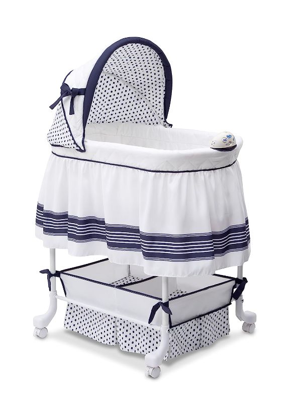 Photo 1 of Delta Children Smooth Glide Bedside Bassinet - Portable Crib with Lights, Sounds and Vibrations, Marina