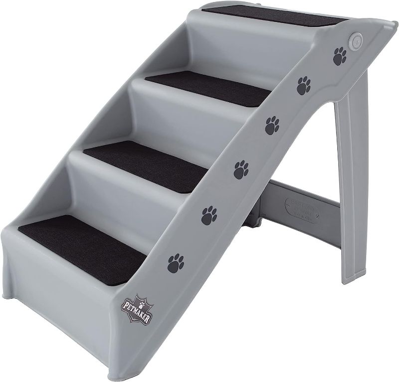 Photo 1 of 
Pet Stairs Collection - Safe and Durable Indoor or Outdoor Ramp with 4-Step Design - Cat or Dog Steps for Couch, Bed, Truck, SUV, or Car by PETMAKER (Gray)