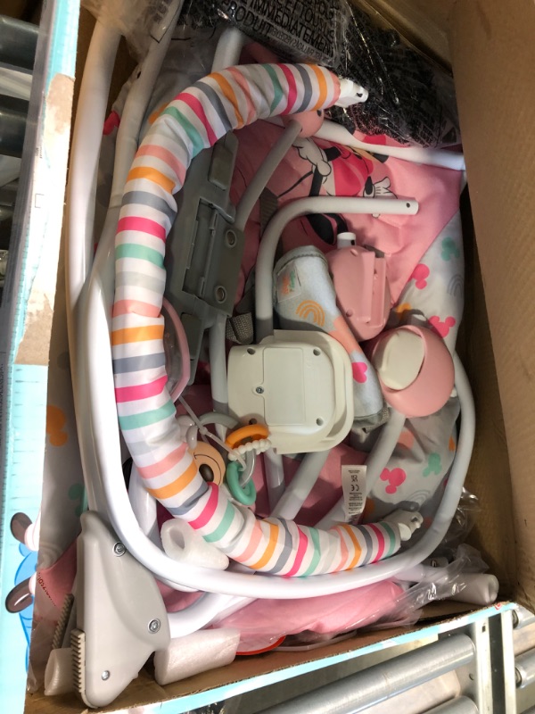 Photo 1 of Bright Starts Disney Baby Minnie Mouse Infant to Toddler Rocker with Vibrations and Removable Toy Bar - Forever Besties, Newborn + Minnie Forever Besties