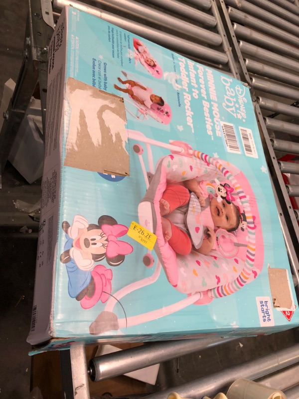 Photo 2 of Bright Starts Disney Baby Minnie Mouse Infant to Toddler Rocker with Vibrations and Removable Toy Bar - Forever Besties, Newborn + Minnie Forever Besties