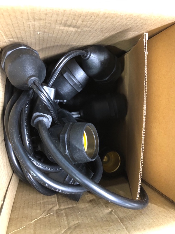 Photo 1 of addlon 48 FT Outdoor String Lights Commercial Grade Weatherproof Strand, 18 Edison Vintage Bulbs(3 Spare), 15 Hanging Sockets, ETL Listed Heavy-Duty Decorative Christmas Lights for Patio Garden 48FT Black