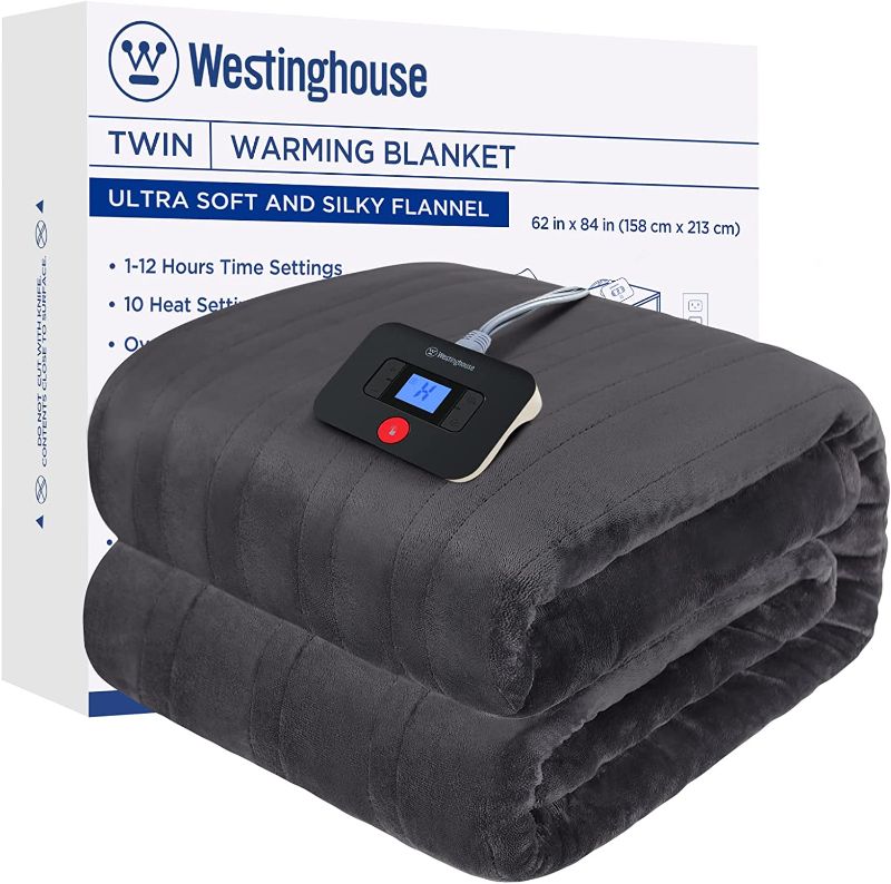 Photo 1 of 
Westinghouse Electric Blanket Twin Size, Super Cozy Soft Flannel 62" x 84" Heated Blanket with 10 Fast Heating Levels & 1-12 Auto-Off, Machine...