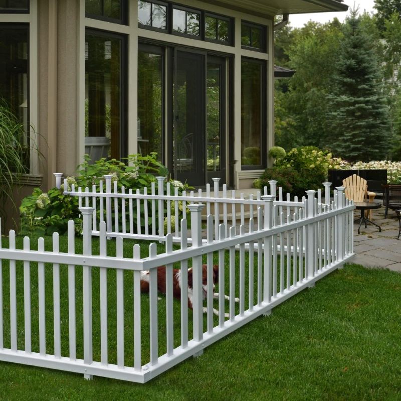 Photo 1 of Zippity Outdoor Products ZP19001 No Dig Madison Vinyl Picket Fence, White, 30" x 56.5" (1 Box, 2 Panels), 1 x Pack of 2
